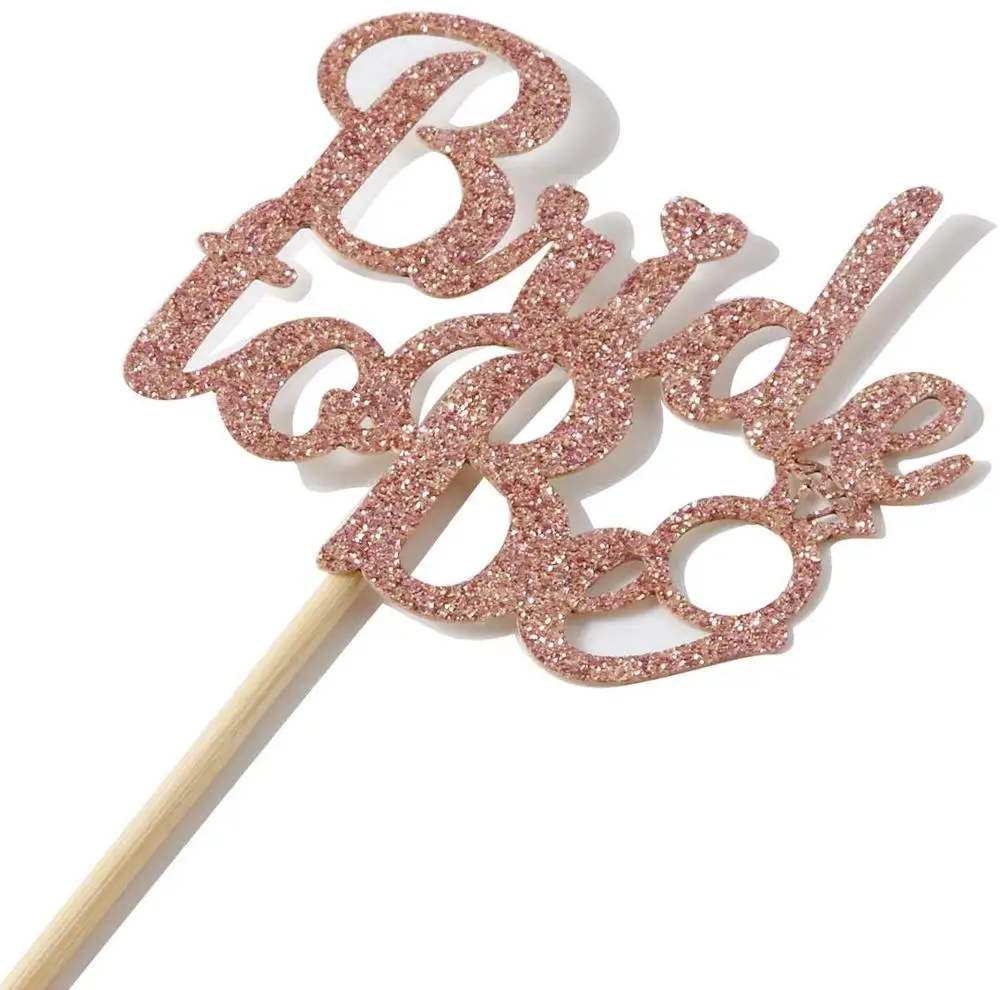Wholesale Glitter Rose Gold Diamond Ring Wedding Dress Cupcake Toppers Bride To Be  for Engagement Wedding Bachelorette Party