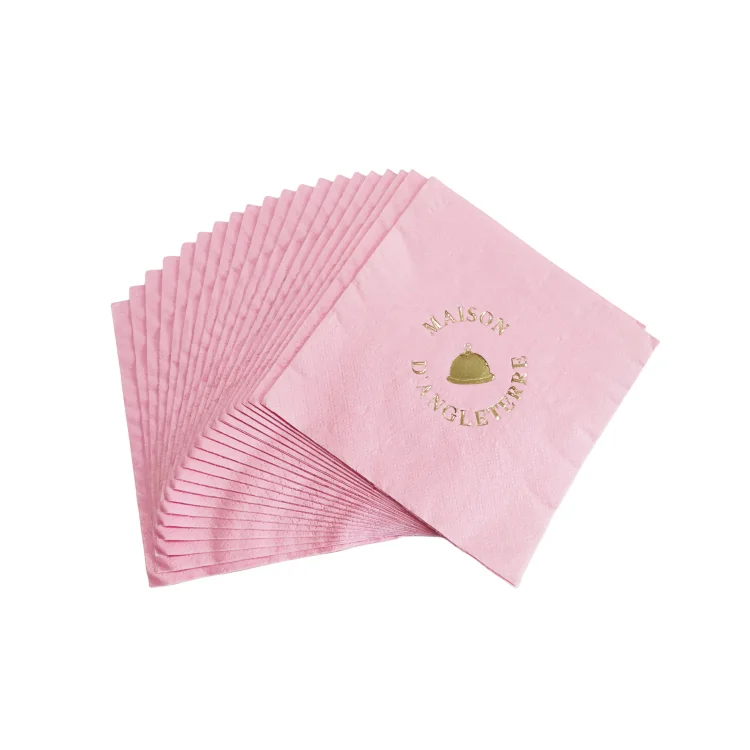 Custom Logo Printed Colored Paper Napkins & Serviettes Dinner Cocktail Elegant Gold Foil Paper Napkins