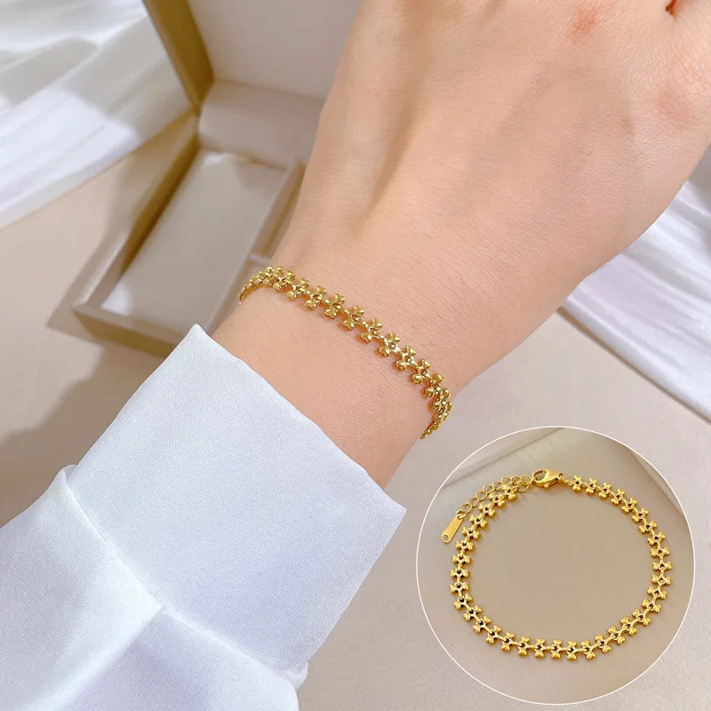 High Quality Stainless Steel Bracelets For Women Gold Color Geometry Cuban Link Chain Bracelets On the Hand Jewelry Gifts Trend