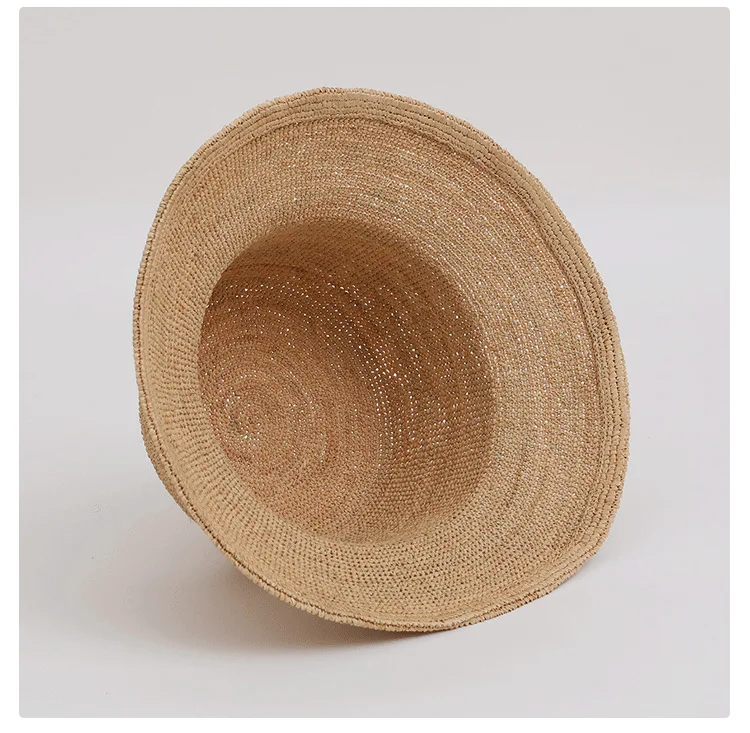 2024 High Quality Beach Sun Protection Adjustable Natural Raffia Straw Hat Custom Logo