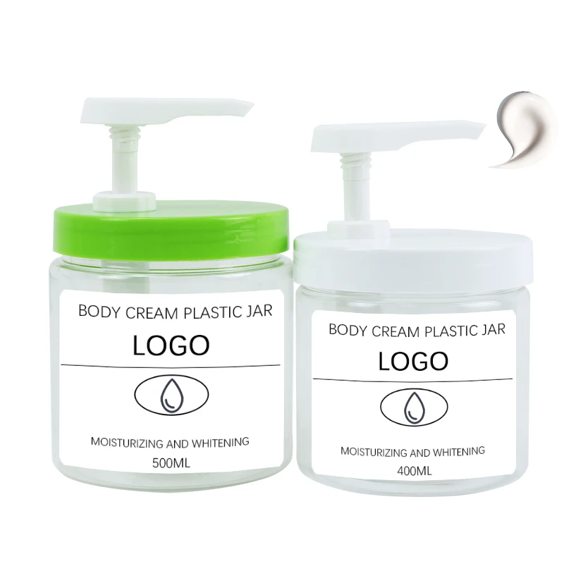 Wholesale Cosmetic 400ml 500ml PET 89mm Cap Pump Jar Container Empty Transparent Plastic Cosmetic Jars for Skincare