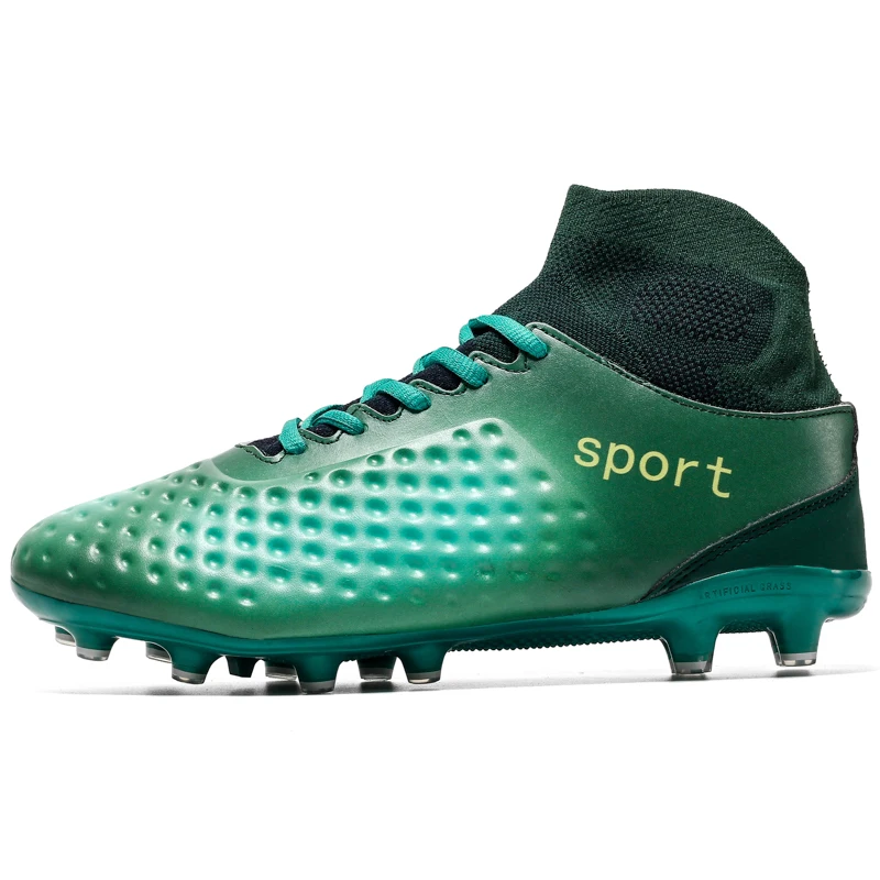 
2019 US 12 High Ankle Fashion Breathable Chuteira HG Green Football Shoes Suppliers Men Soccer Boots 