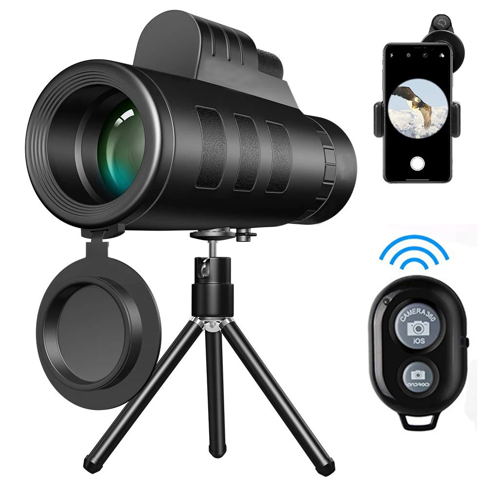12x50 High Definition FMC optics bak4 prism monocular telescope with Smartphone Holder & Tripod