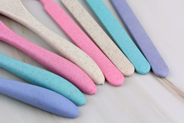 
Natural Food Grade Eco-friendly Wheat Straw Fiber Tableware Knife Spoon Fork Portable Cutlery for Travel Camping Flatware Sets 