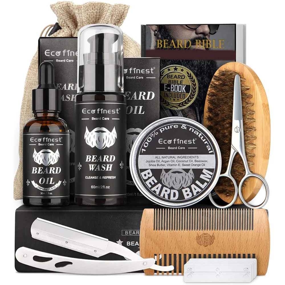 OEM Private label Mens Beard Grooming Kit OEM/ODM Smoothing Beard Kit Gifts For Men Beard Oil Care Set -585165