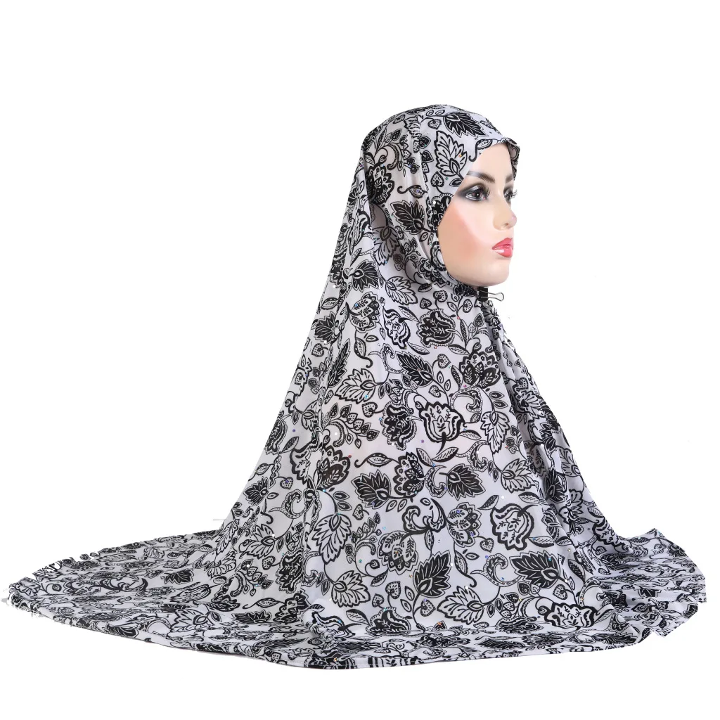 New Ribbed Jersey Malaysia Hijabs Scarf Crepe Hot Selling Printed Instant Hijab
