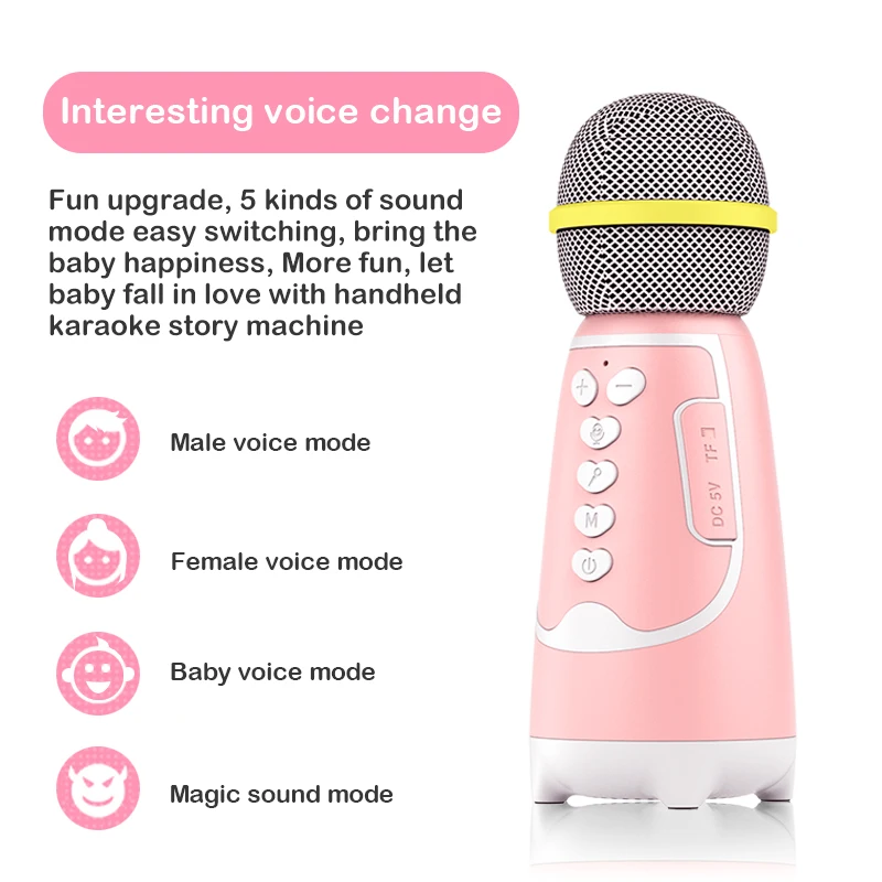 Kids Multi-function Light Music Battery Operated Echo Musical Instrument Karaoke Plastic Toy Microphone Set