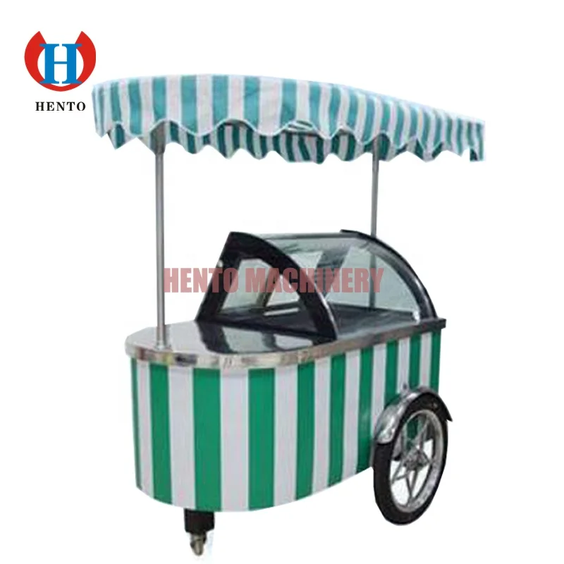 China Supplier Ice Cream Push Cart For Sale / Mobile Ice Cream Cart