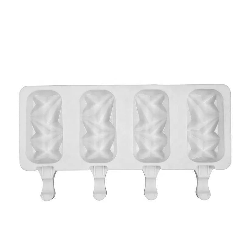 New design Irregular gem shape  popsicle mold silicone ice pop mold 4 cavity shock cakesicle mold