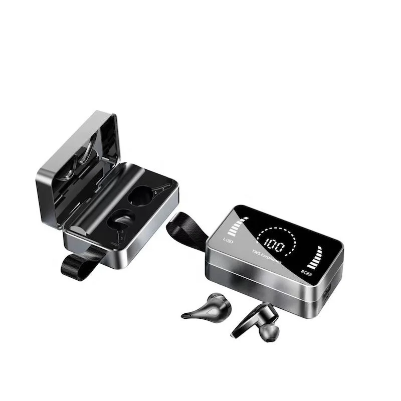 2021 trend innovative design mirror digital display wireless earphones hd stereo headphones earbuds with charge case