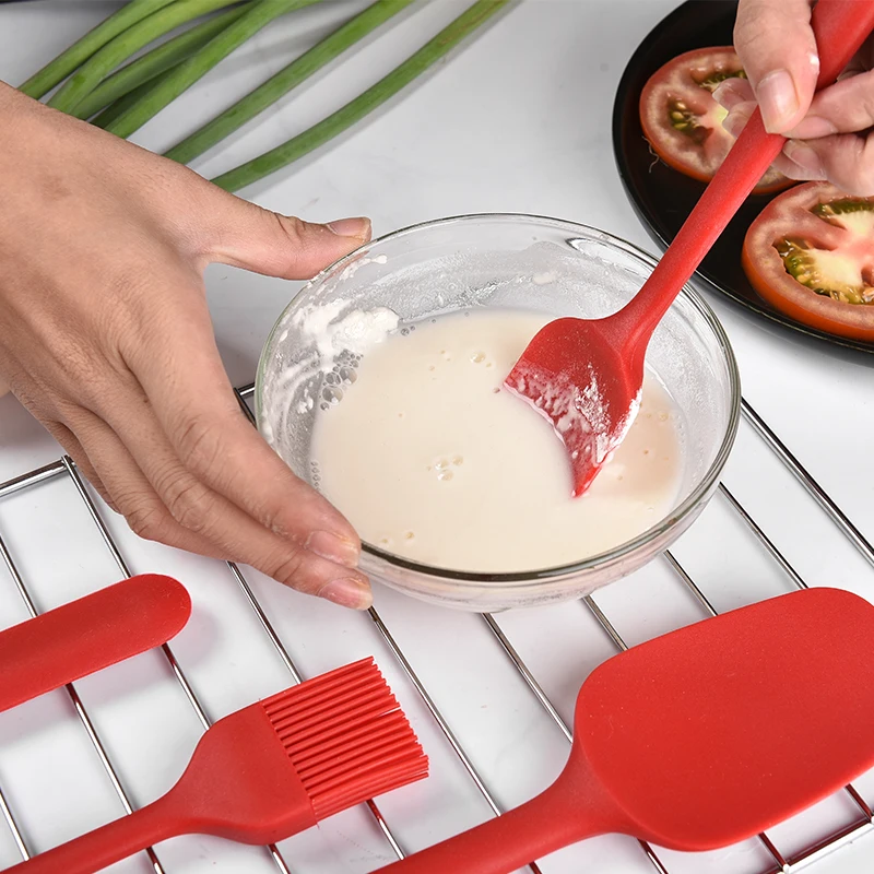Kitchen Utensil Baking Accessories Cake Nonstick 6pieces Silicone Spatula and Brush Bakeware Set