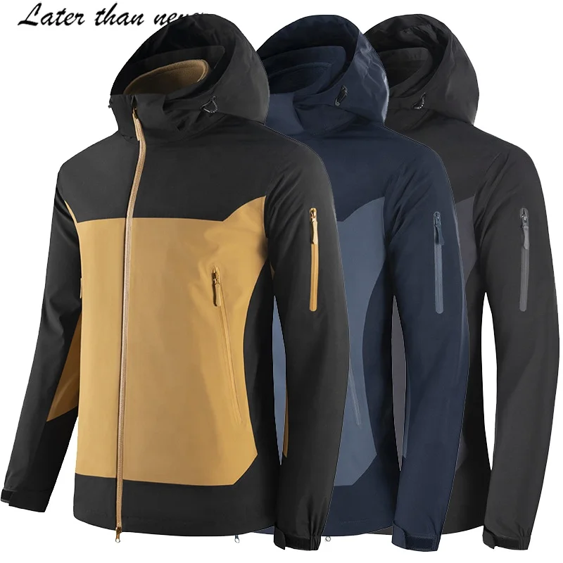 Activewear Patchwork 2 in 1 Outdoor Jacket For Men Fully Seam Taped Waterproof Rain Jacket Warm Fleece Lined Mountain Ski Jacket