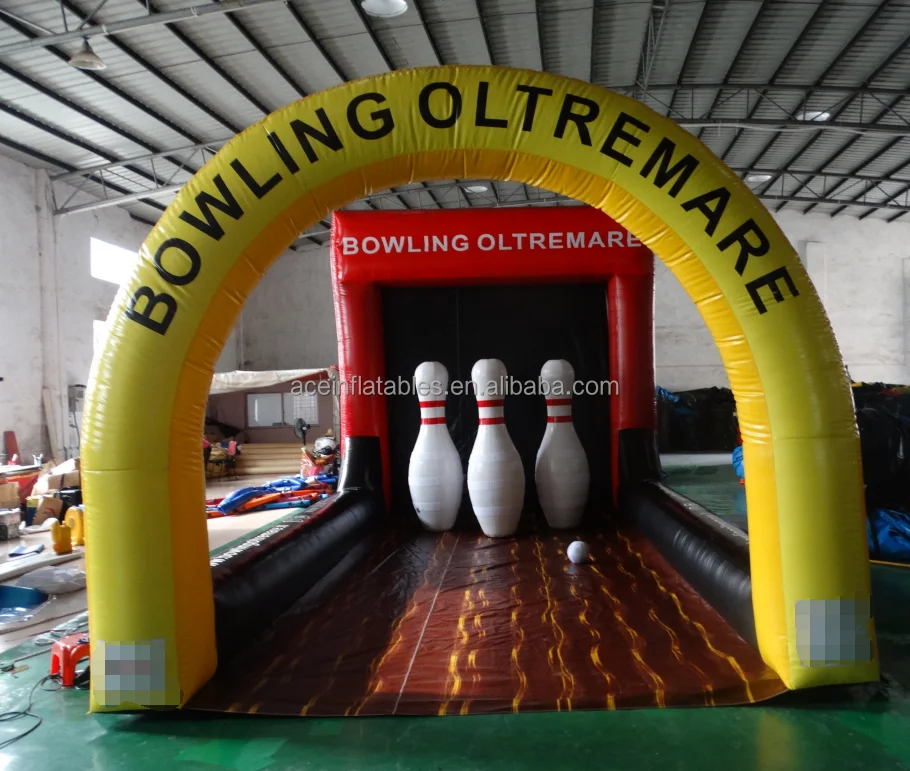 Giant Set Human Sport Teamwork Building Game kids and adults inflatable bowling pin lane Inflatable Bowling Game