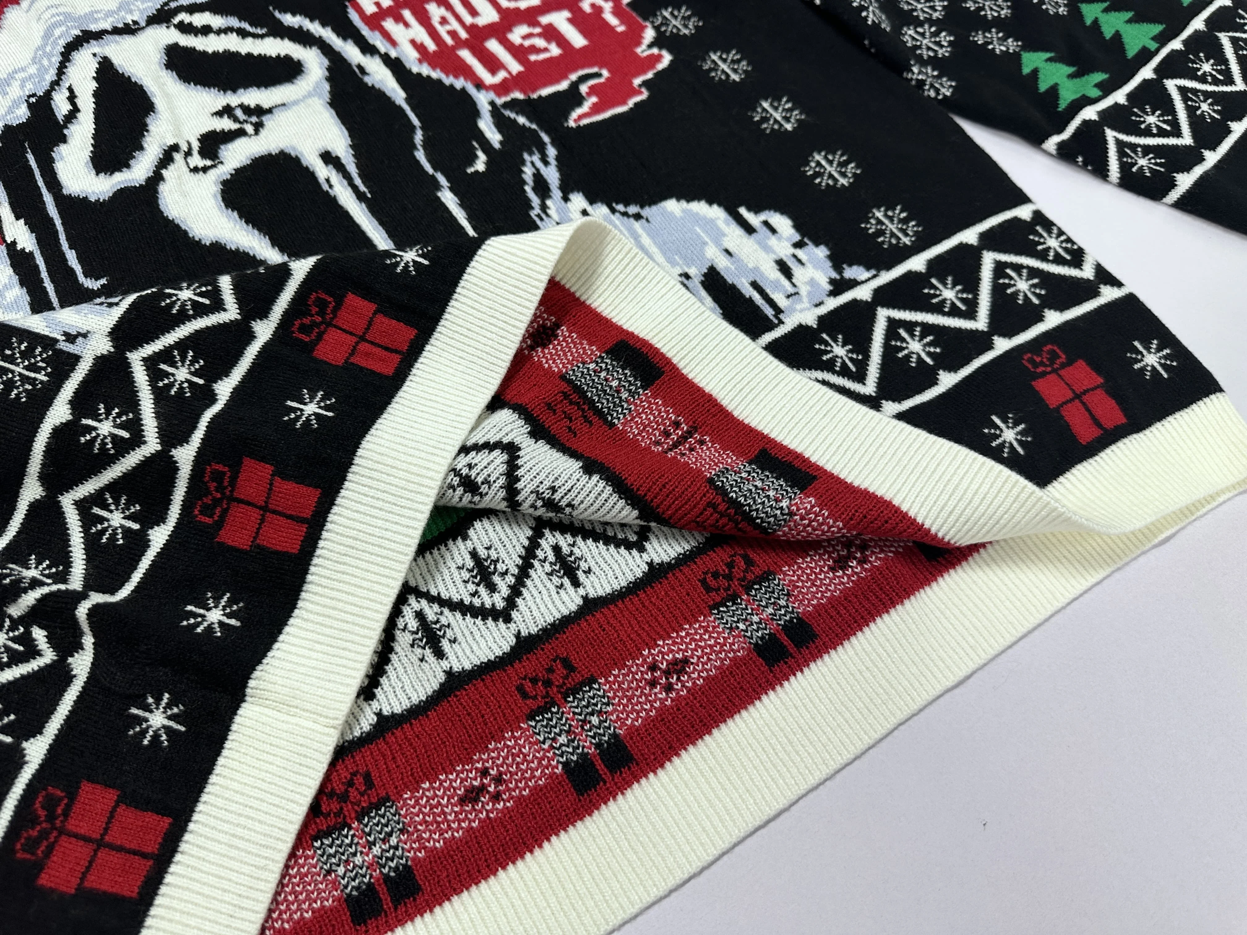 Custom OEM Skull Funny Holiday Party Knitted Pullover Jumpers Couple Knitted Xmas Unisex Ugly Christmas Sweaters