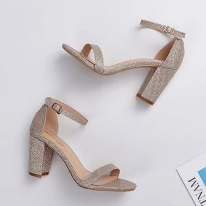 
Women Sandals Block Heels Sandals Ladies Shine Glitter High Heels Sandals Fashion Shoes Femme Big Size 13 Wholesale 5 cm 8 cm 