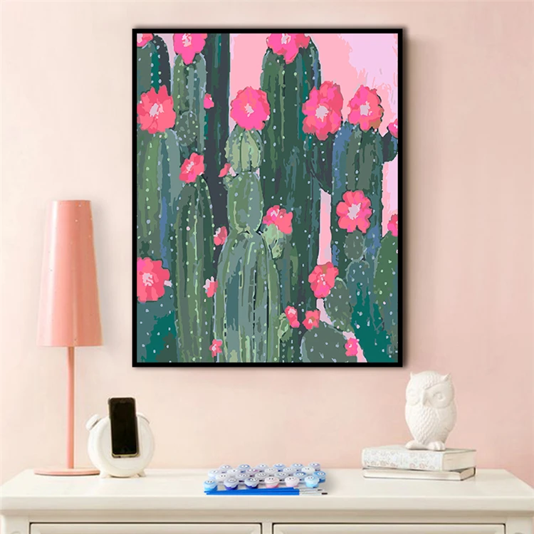 Wholesale Price Cactus Painting Canvas Cactus Oil Painting By Numbers