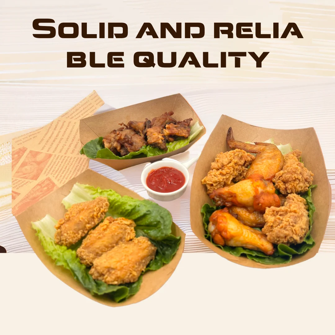 4oz Kraft Paper Boat Tray Recyclable Custom Logo Boat Bowl for Take Away French Fried Food Packing