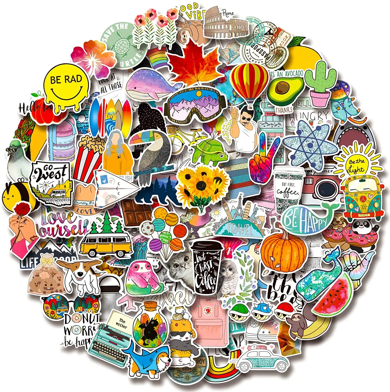 Water Bottle Stickers Laptop Vinyl Cute Waterproof Skateboard Scrapbook Vsco Stickers Aesthetic Car Decals