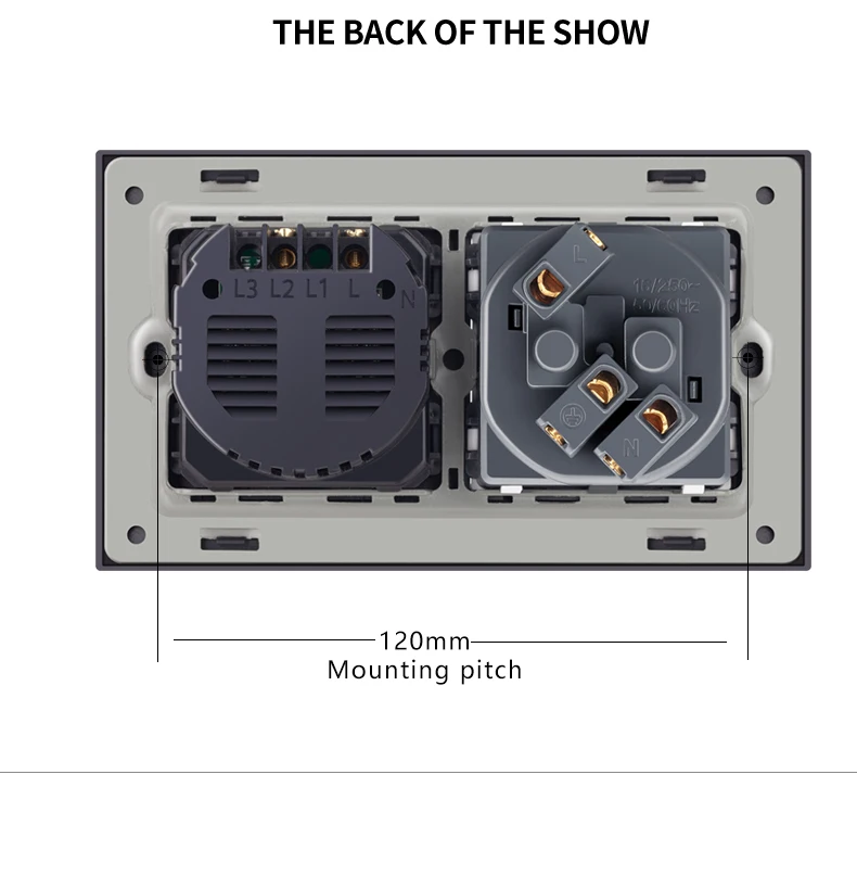 NOVSKI  luxury  glass panel Germany single power wall sockets with 2 touch switches