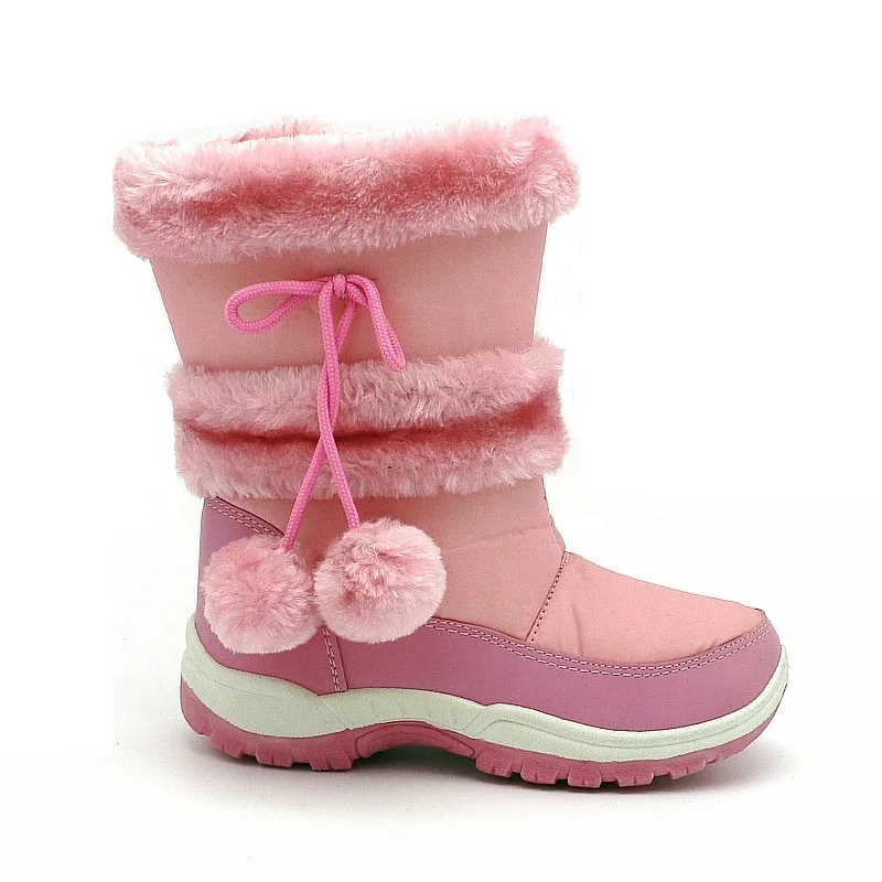 Воротник из искусственного меха модные милые водонепроницаемые детские зимние меховые сапоги из ПВХ зимние сапоги для детей