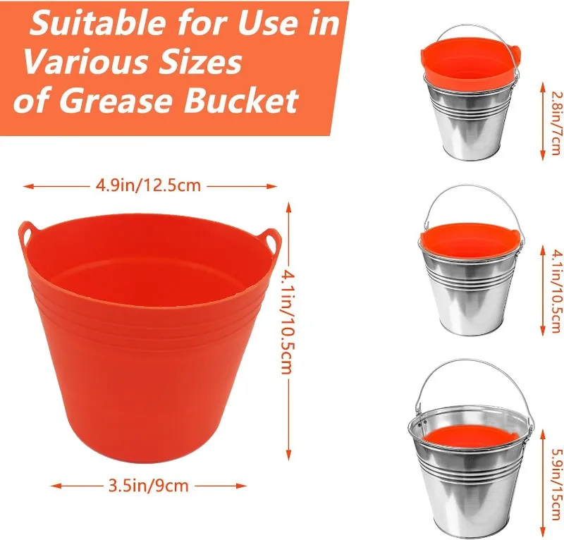 Grill Accessories Foldable Drum Lining Liner BBQ Oil Bucket Liner Silicone Oil Bucket Liner for Barbecue