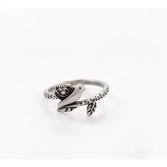 Vintage Silver Hollow Cactus Leaf Flower Crown Elephant Foxs Tiger Bird Animal Men Women Custom Charm Statement Rings