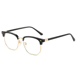 Blue Light Blocking Glasses Eyebrow Shape Half Frame Lightweight TR90 Eyeglasses Rectangle Myopia Glasses Frame Flat Glasses