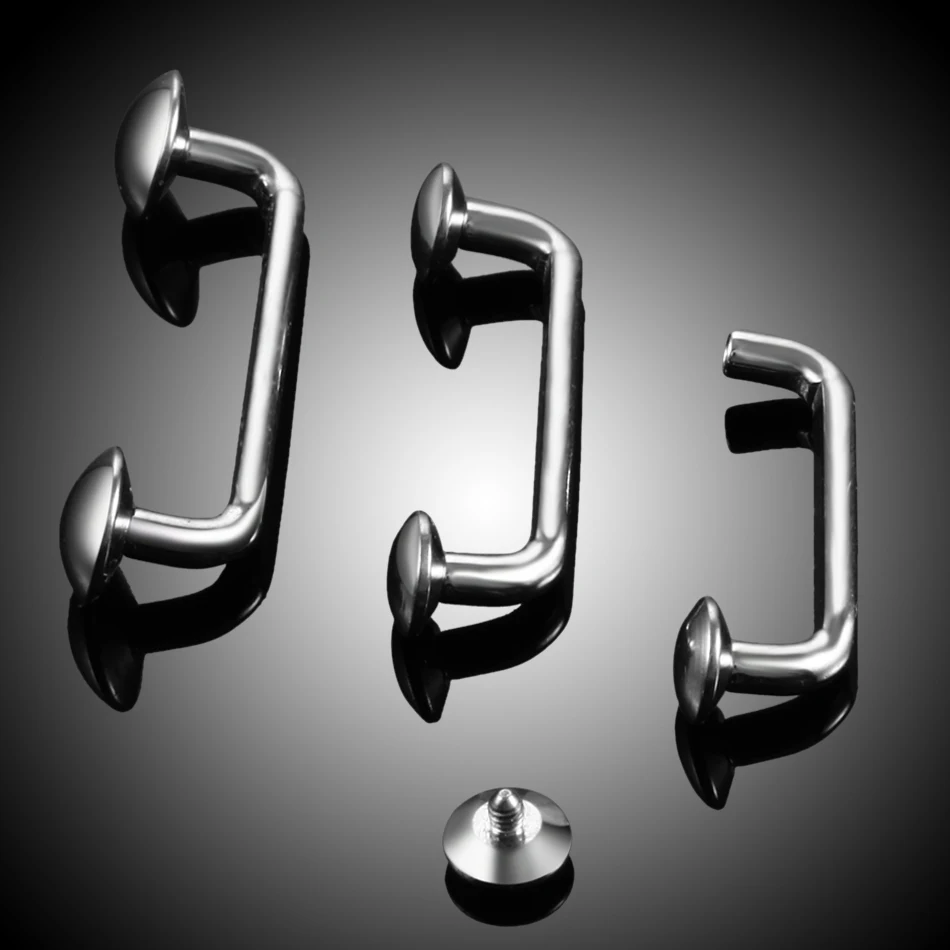 10pcs G23 Titanium Surface Bar Piercing Externally Threaded Top Barbell Dermal Anchor Piercing Snake Eye Tongue Body Jewelry 14G