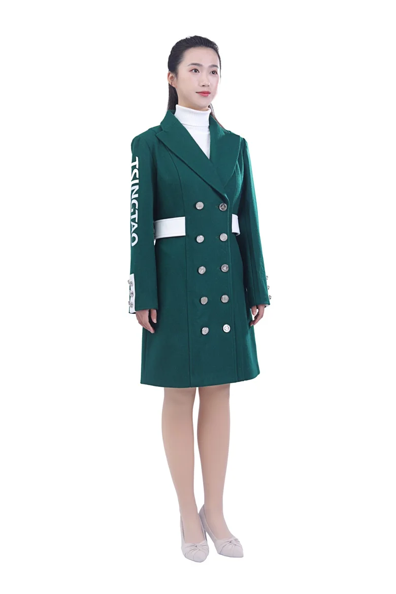 Well-known 700g Melton Fabric Autumn And Winter Green Women Work Clothes