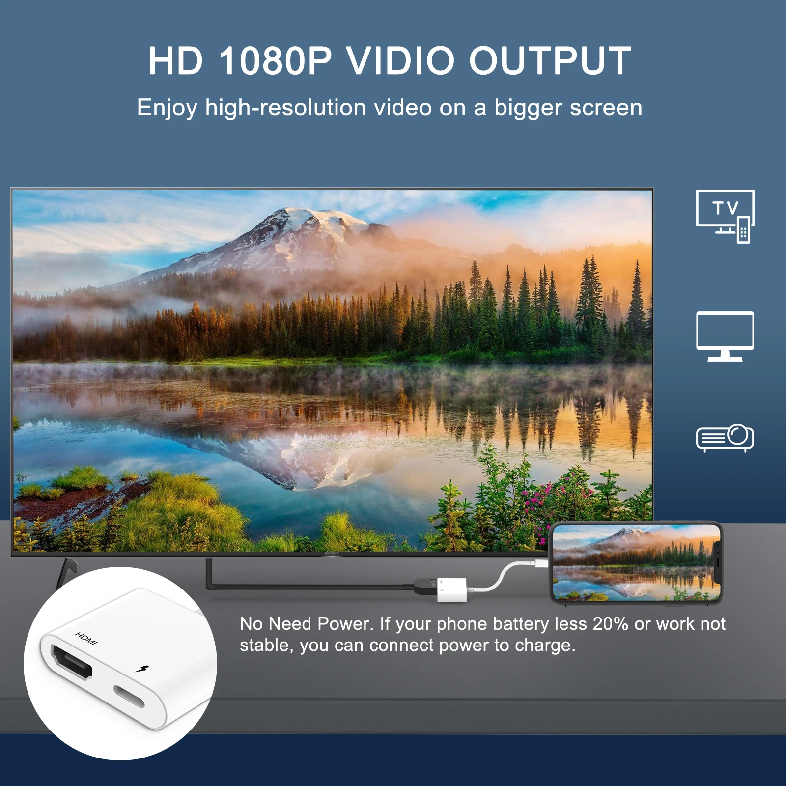 Lighting to HDMI-compatible 4K Connector Video Digital AV Cable Adapter For iPhone iPad TV Adapter