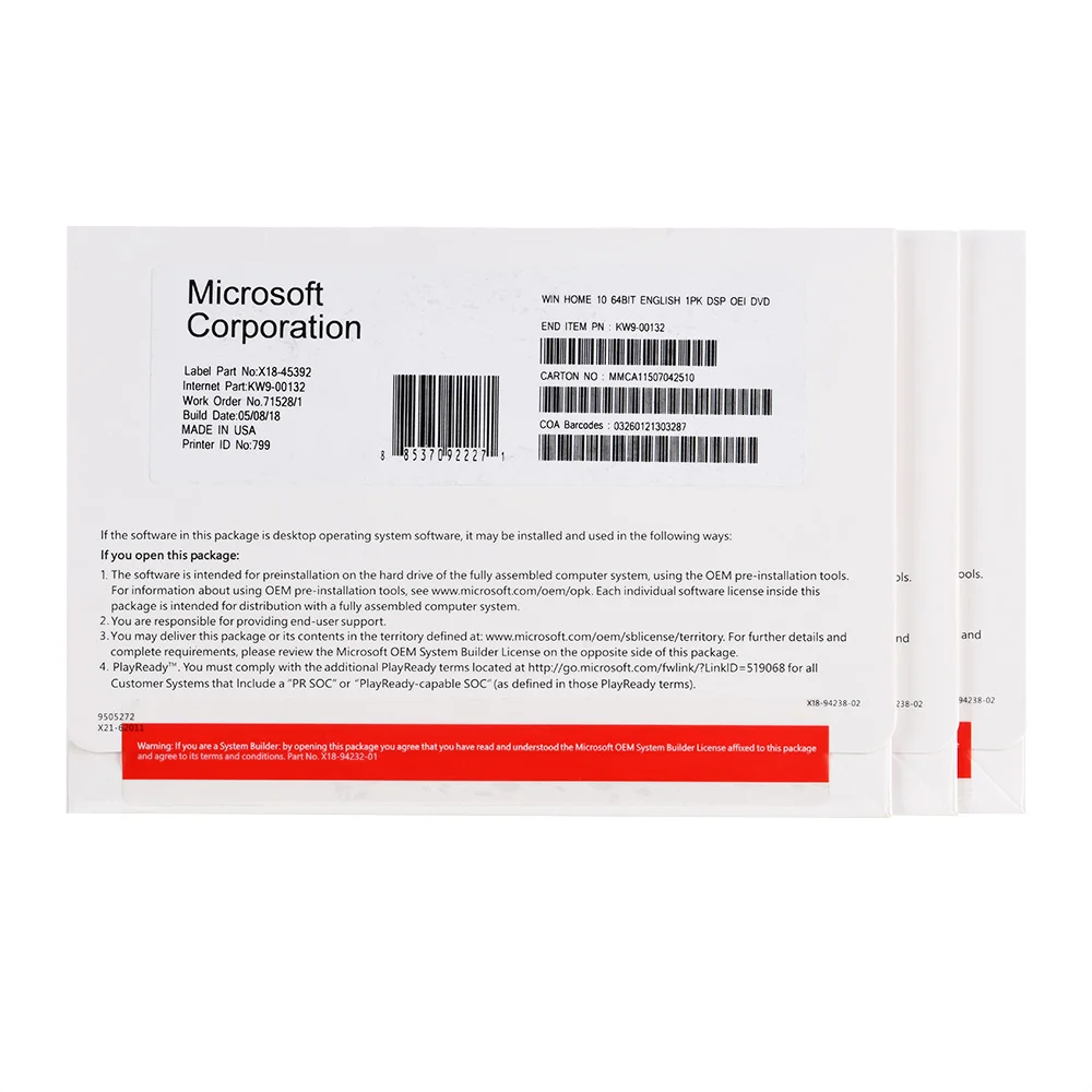 100% рабочий Windows 10 Pro OEM DVD полный пакет Английский язык