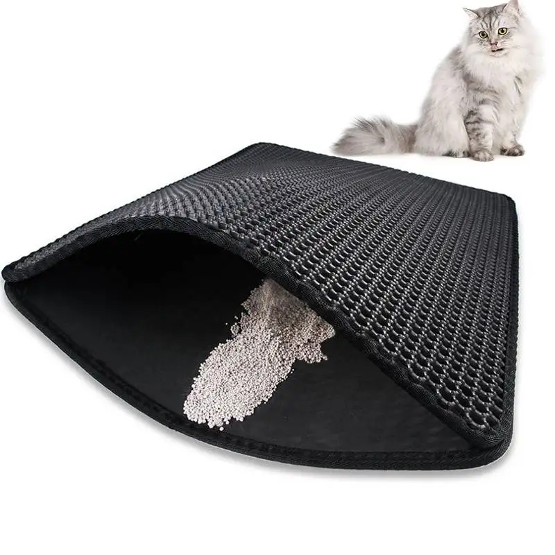 Double Silicone Cat Litter Box Mat Double Layer Waterproof Cat Mat Pet Easy Cleaning Cat Litter Toilet Sand Mat