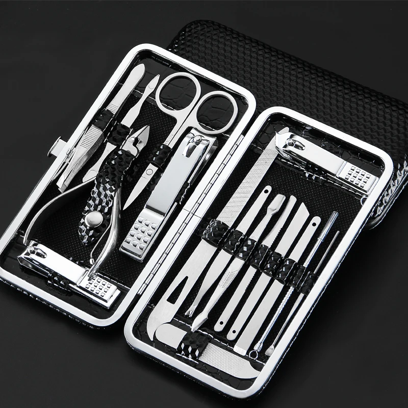 16pcs Professional Manicure Set Pedicure Knife Toe Nail Clipper Cuticle Dead Skin Remover Kit Stainless Steel Feet Care Tool Set