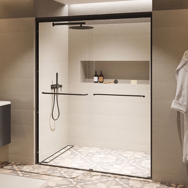 
Seawin Aluminium Wheels Rollers 2 panel rolling screen bypass sliding Shower Door 