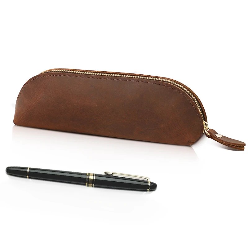 High Grade Crazy Horse Leather Pen Holder pen bag pen case Made Of Fist Cow  Genuine  Leather