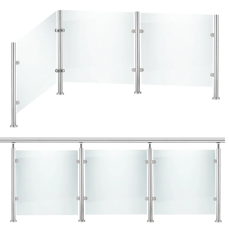 Residential tempered glass balcony railing design window safeguard balustrade stainless steel  deck fence