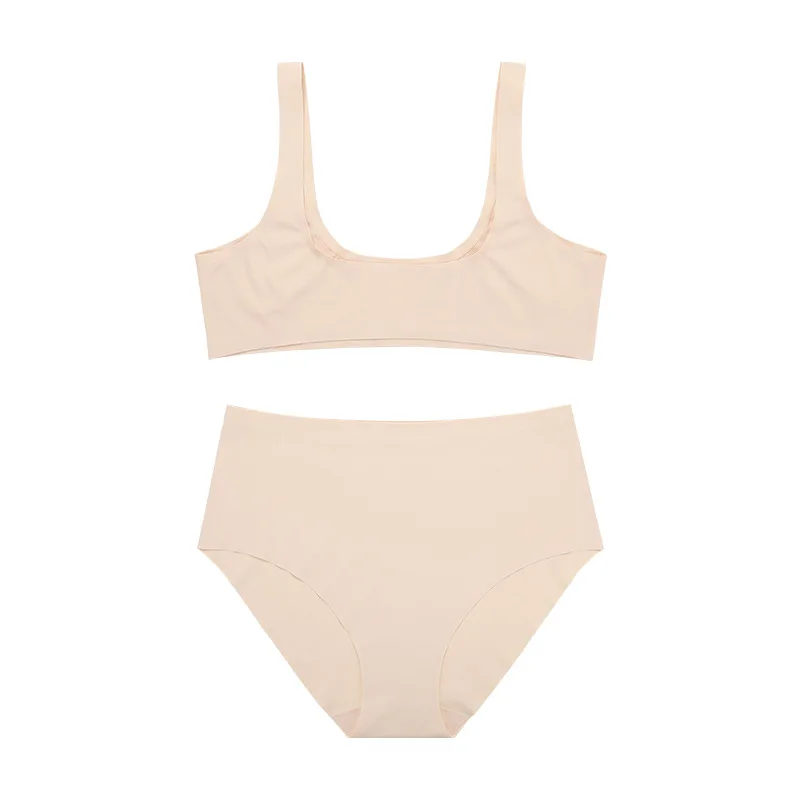 customized ice silk brasier sujetador seamless bralet yoga sport padded soft  bra panty set