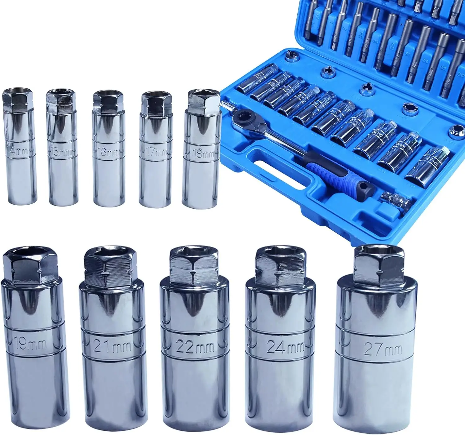GTY 43pc Shock Absorber Strut Nut Go-thru Socket Set Absorber Nut Removal Tool  Steering Hub Suspension Shock Absorber Strut Nut