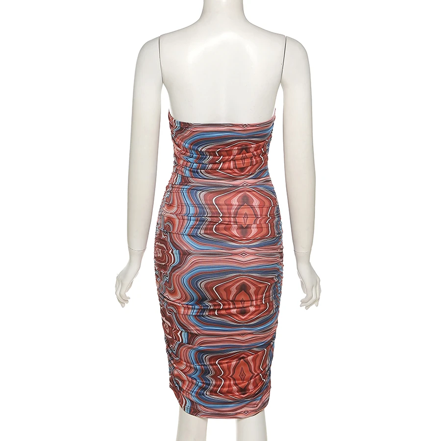 Kliou K21D04642 летние облегающие Клубные платья с открытой спиной и принтом 2021 повседневные женские