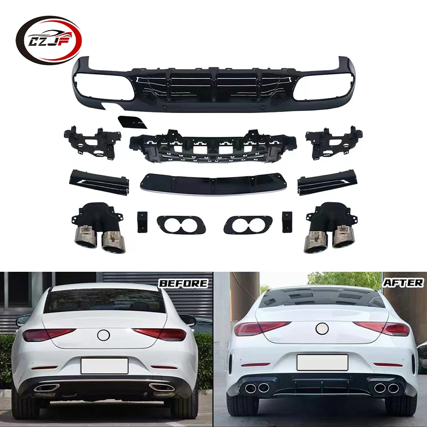CZJF Changed TO AMG53 Rear Diffuser Pipes Rear Lip  Rear Bumper Kits For Mercedes-Benz CLS W257 2018 2019 2020 2021 2022 2023 24