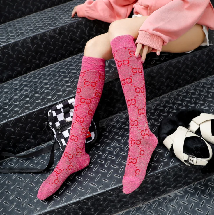 New Arrival 1 Pair Winter Women Socks trend design letter winter Warm Thigh High Socks Over knee Happy Funny Stockings