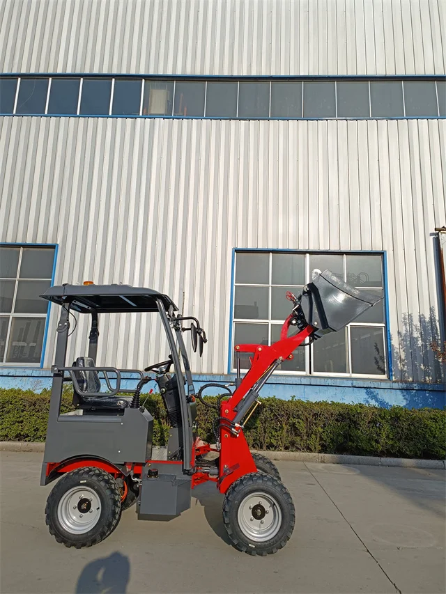 Mini 4wd electric wheel loader with quick attach pallet fork for horse/cattle farm/chicken coop