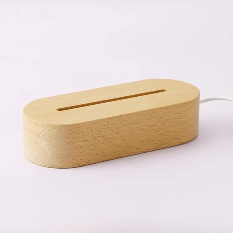 LED Night Light Lamp Base USB Dimmed Oval Square Wood with Luminous Feature Acrylic Crystal Material 50 Bedroom Supply China