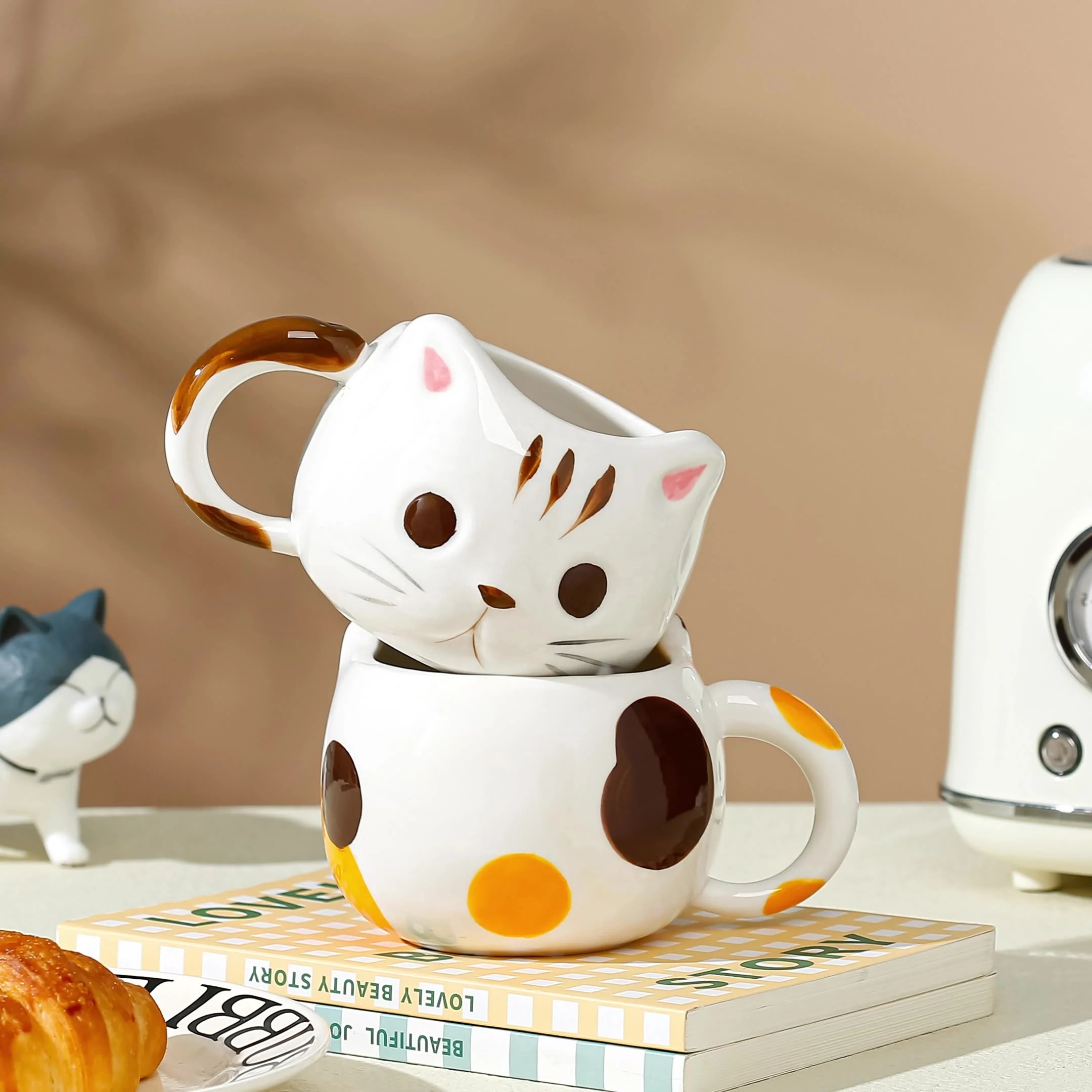 Japanese Style Creative Cute Ceramic Cup Cartoon 3D Cat Coffee Mug