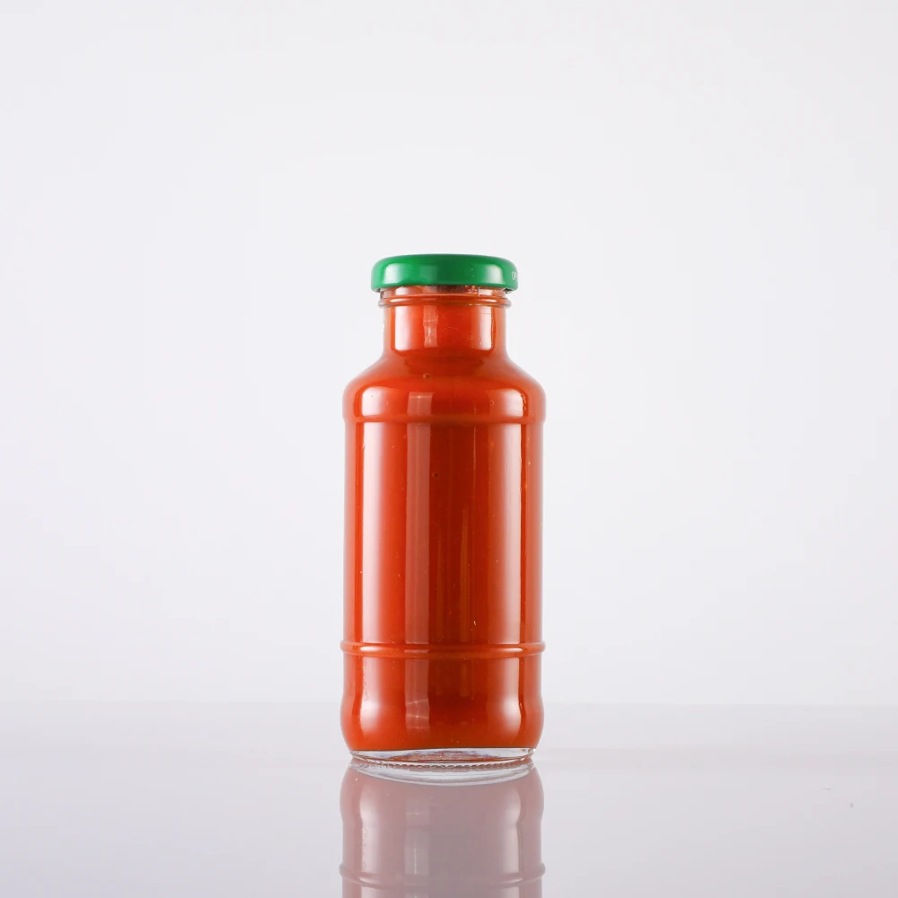 Free Sample 230ml 250ml 8oz Tall Round Clear Soy Sauce Salsa Sriracha Teriyaki Sauce Glass Bottles with Metal Screw Lids