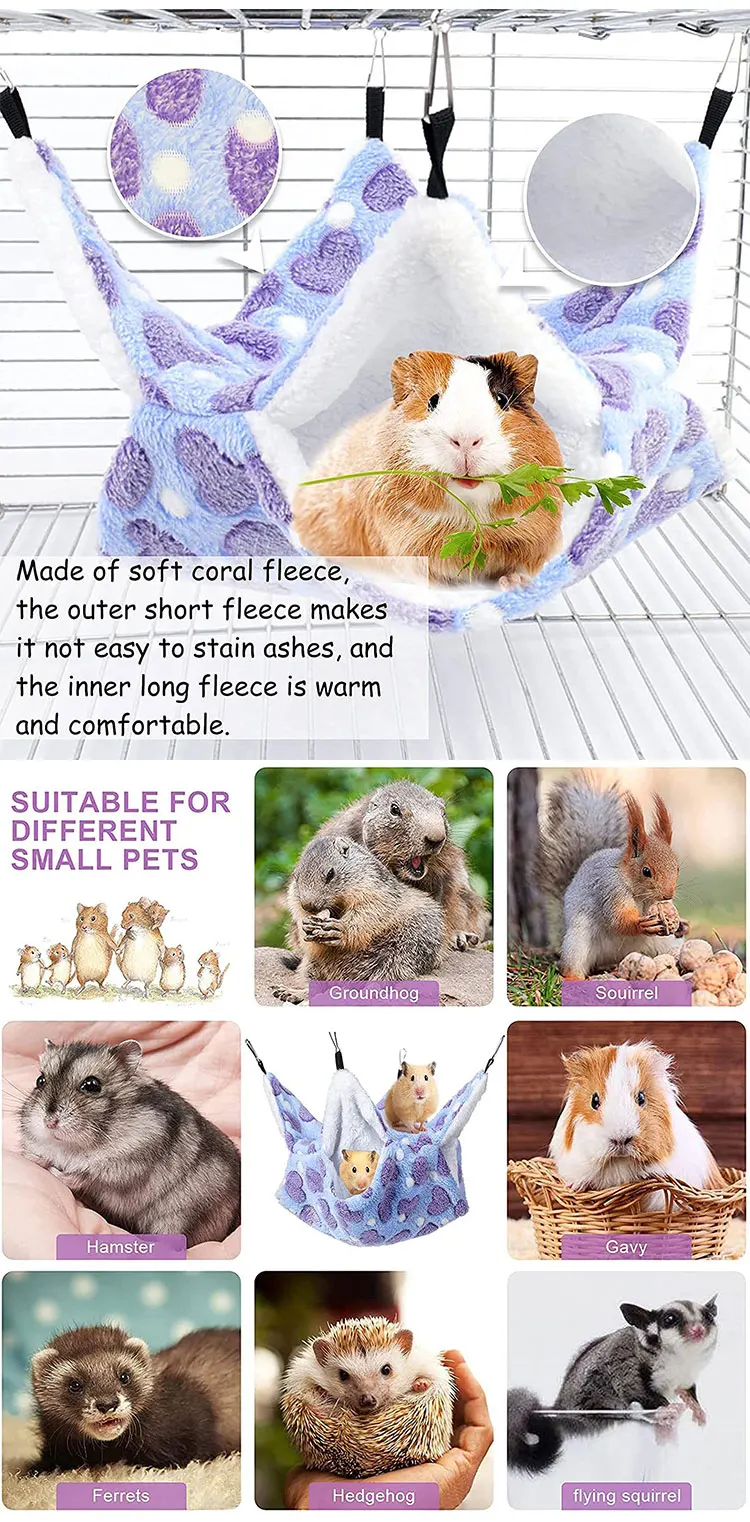 Spring Autumn Warm Bed House Cage Toys Cute Double Hammock Hamster Warm House