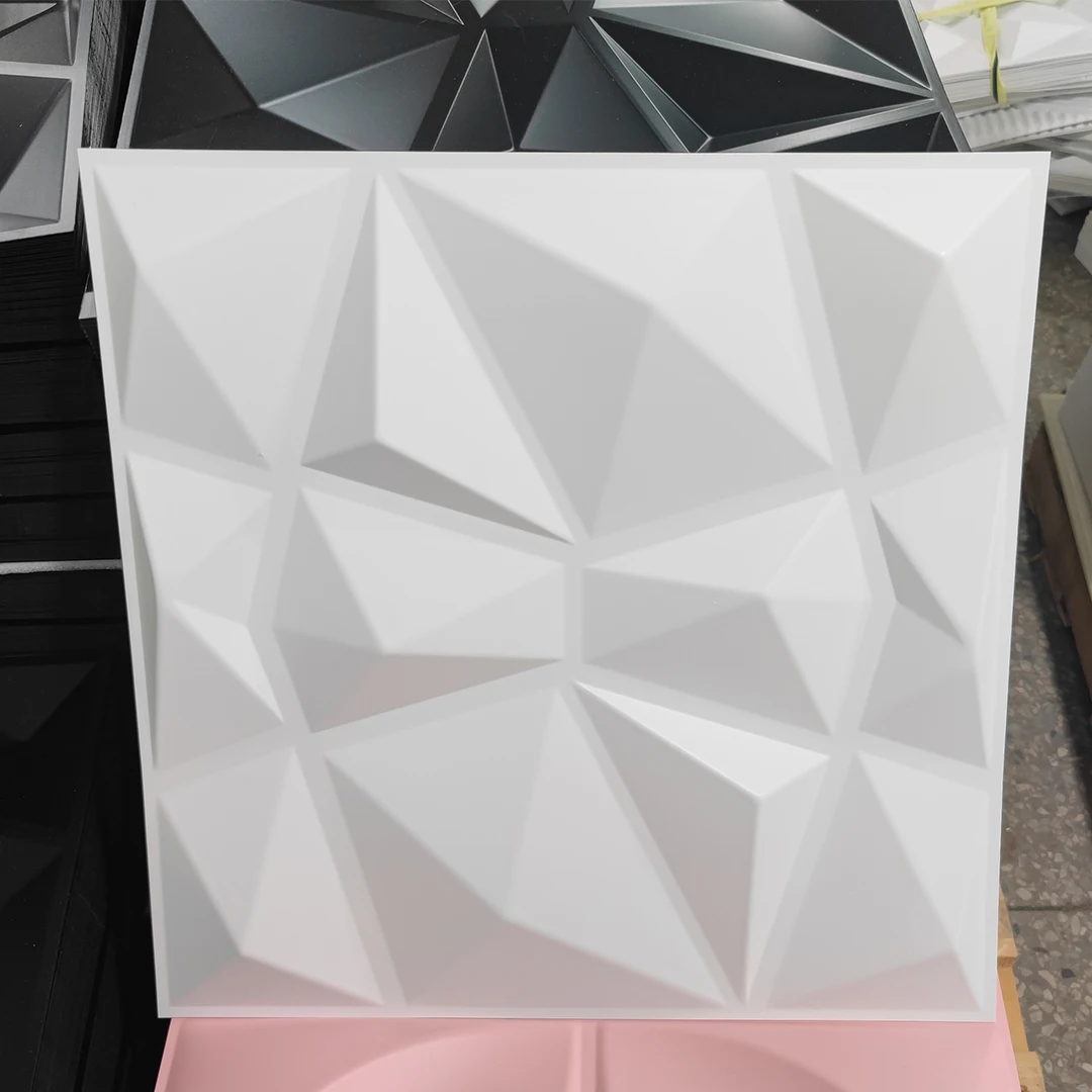 Matt Black diamend shape eco-friendly easy to install 3d pvc wall panel wall sticker paperFor wall decoration
