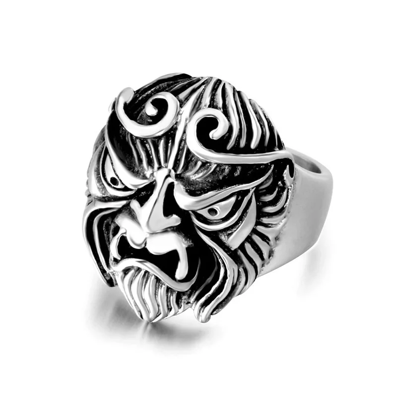 Retro ethic style monkey king stainless steel black myth wukong ring men