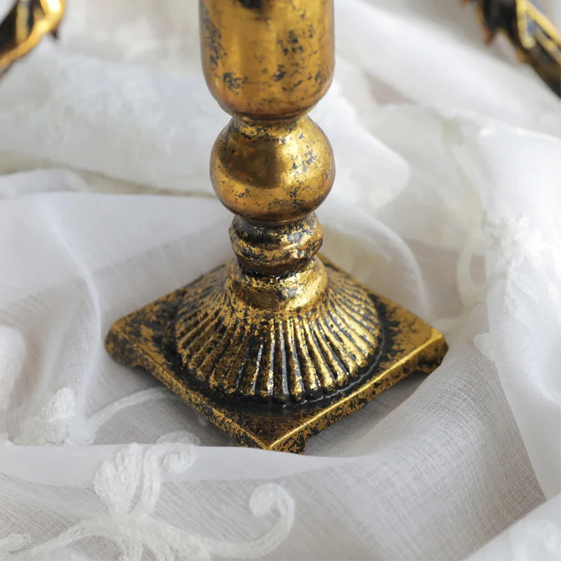 Antique Nordic Style Iron 5 Arm Candelabra Wedding Table Centerpieces Gold Metal Multiple Iron Candle Holder