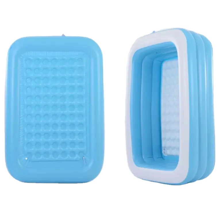 Hot sale inflatable rectangular family size swimming pools cover home air inflated swimming pool